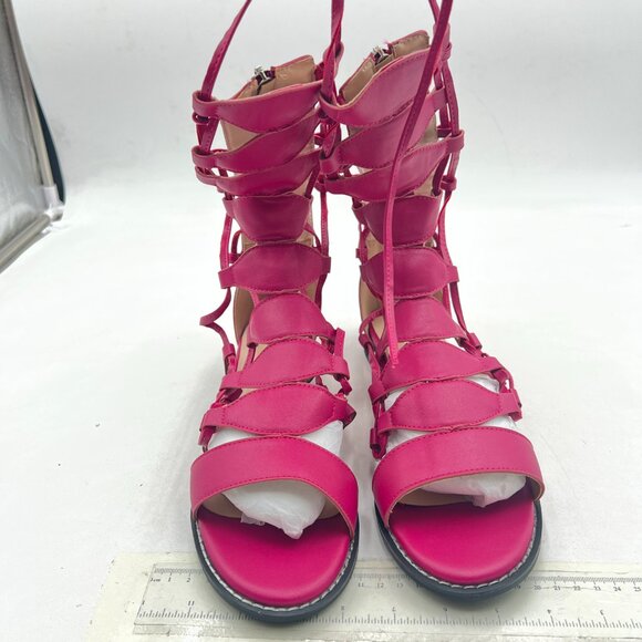 YDN Rosy Ankle High Gladiator Sandals for Women Lace up Open toe Flats Zips Shoe - Picture 3 of 8